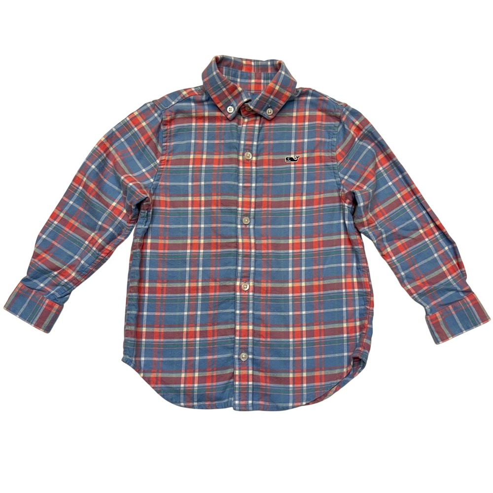 Vineyard Vines Blue Pink Plaid Flannel Long Sleeve Button Down Shirt Boy Size 3T